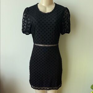 Xtraordinary Black Sheer Polka Dot Mesh Dress Size M